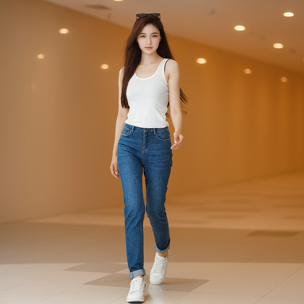 Llevá 3 Pagá 2] Jean Femenino Antolena Skinny de Tiro Alto y Caída a Medida (¡Corte moderno y delicado!)