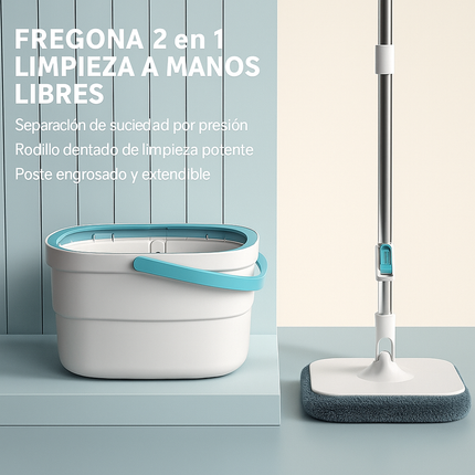 [Llevá 2 Pagá 1] Mop Inteligente 360° con Balde y Sistema de Limpieza Smart
