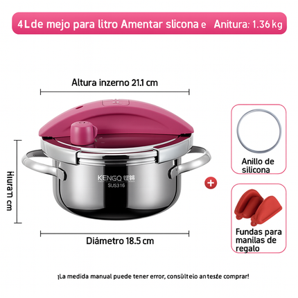 [Llevá 2 Pagá 1] Olla a Presión 2 en 1 con Triple Capa de Acero Inoxidable Antiadherente y Tapa de Vidrio +REGALO: Juego de Utensilios de Cocina