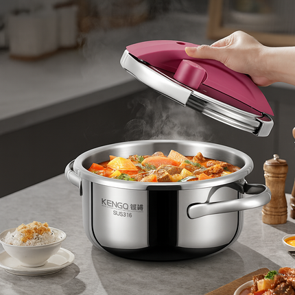 [Llevá 2 Pagá 1] Olla a Presión 2 en 1 con Triple Capa de Acero Inoxidable Antiadherente y Tapa de Vidrio +REGALO: Juego de Utensilios de Cocina