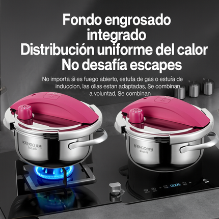 [Llevá 2 Pagá 1] Olla a Presión 2 en 1 con Triple Capa de Acero Inoxidable Antiadherente y Tapa de Vidrio +REGALO: Juego de Utensilios de Cocina