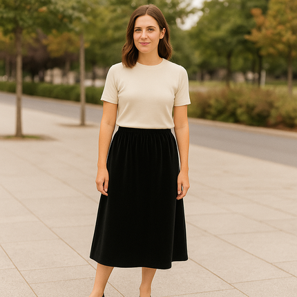 [Llevá 3 Pagá 2] Falda Midi Femenina de Chenilla y Terciopelo con Cintura Alta (¡Elegante y Minimalista!)