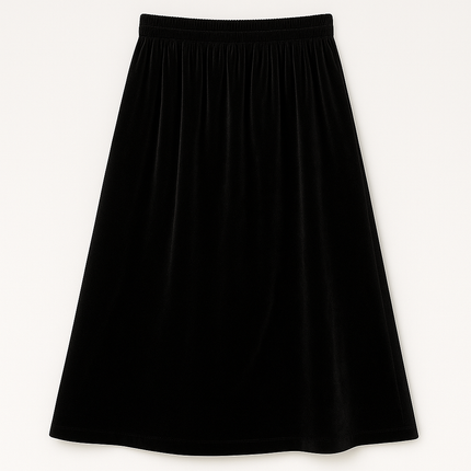 [Llevá 3 Pagá 2] Falda Midi Femenina de Chenilla y Terciopelo con Cintura Alta (¡Elegante y Minimalista!)