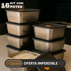 Kit de 16 Recipientes de Acero Inoxidable Línea Premium con Tapa Antifugas Resistente al Congelador y a Altas Temperaturas