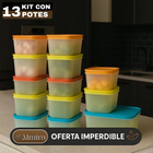 Kit de 13 Tuppers Herméticos con Tapa Antifugas Resistente al Congelador y al Microondas [Últimas Unidades]