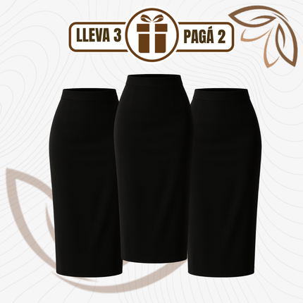 [Llevá 3 Pagá 2] Falda Midi Recta Francini de Cintura Alta en Crepé Sastrero (¡Estilo clásico y elegante!)